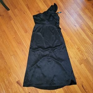 NWT - Tahari Arthur S Levine - Black One-Shoulder Ruffle Gown - 16